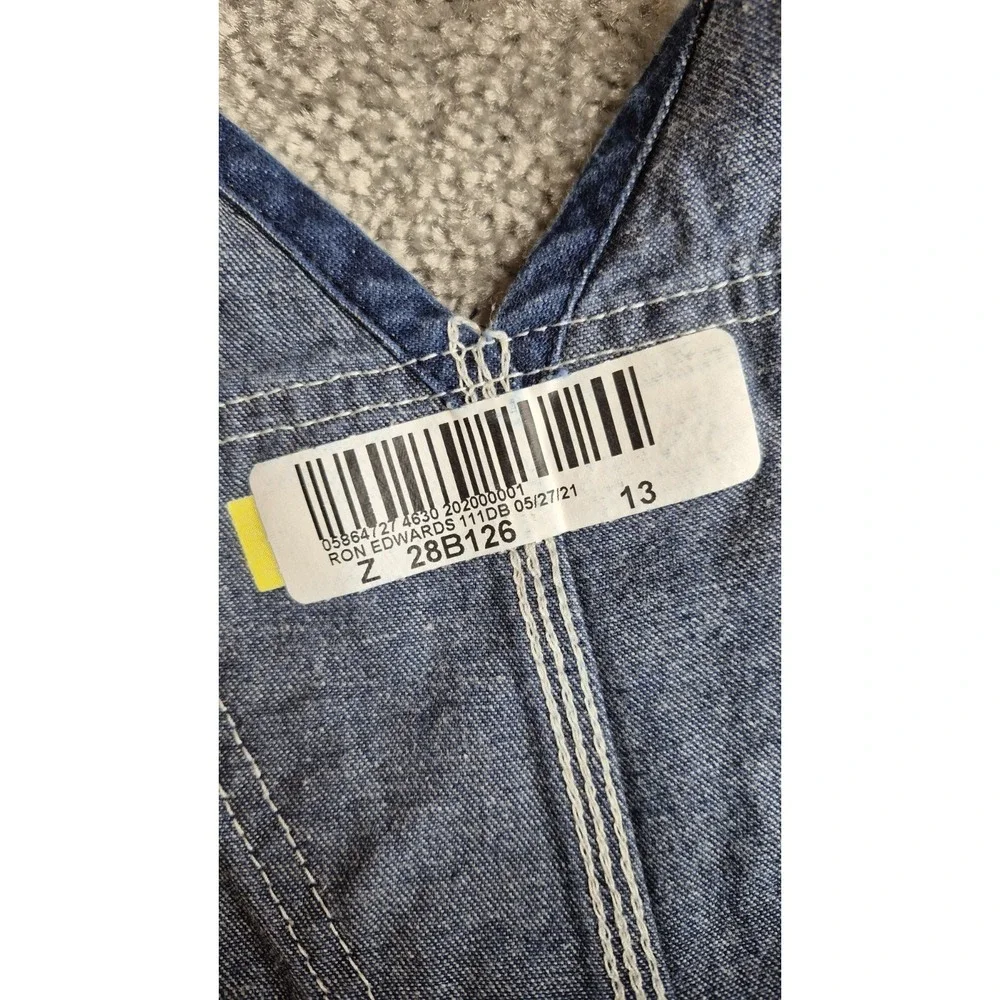 Red Kap Bib Overalls Men's 46x30 Blue Carpenter‎ Button Fly Dark Wash Denim Work